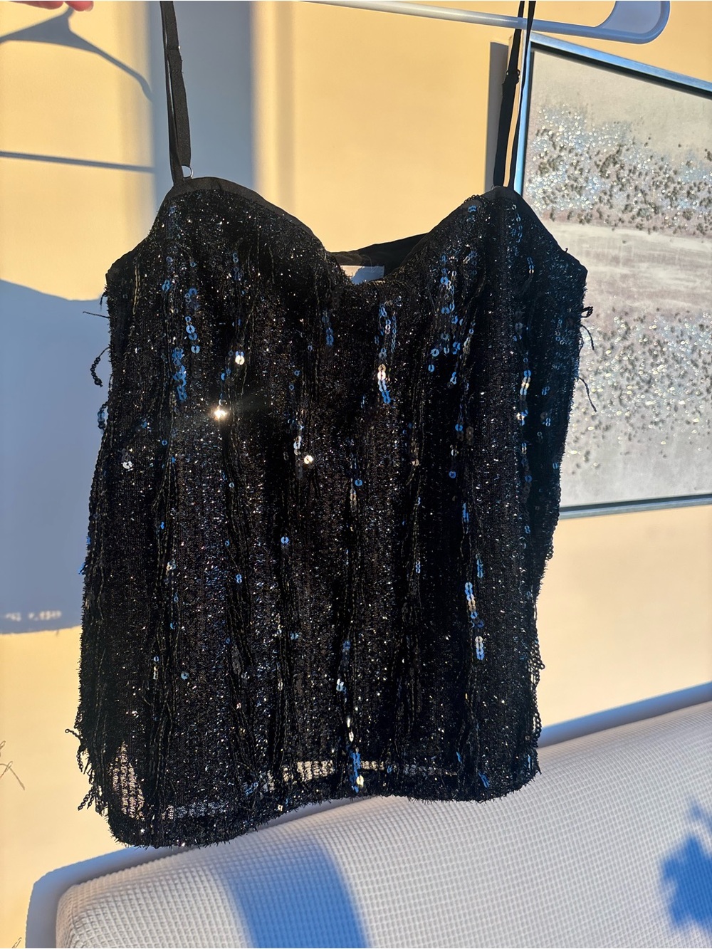 NWT Loft Black Sequin Camisole Top
